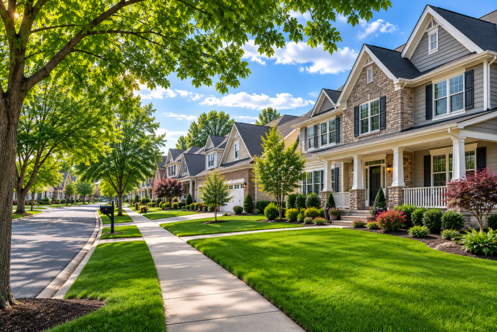 Beautiful residential neighborhood with modern family homes in Parkville Maryland