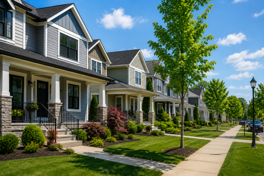 Beautiful residential neighborhood with modern homes in Essex Maryland