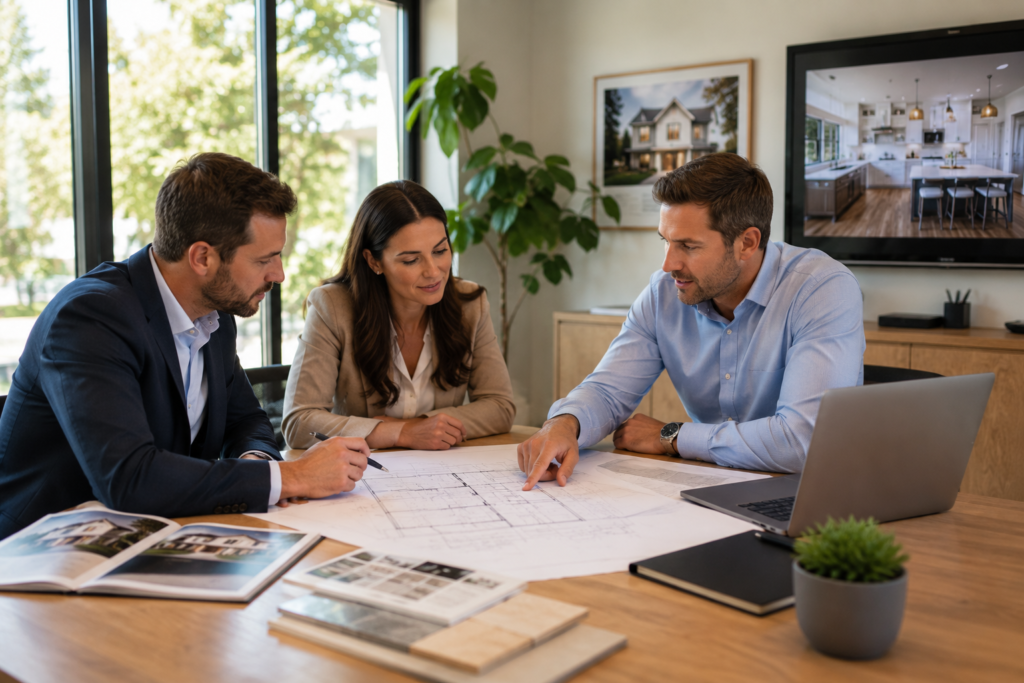 Fortune Homes MD team discussing custom home plans in Germantown MD