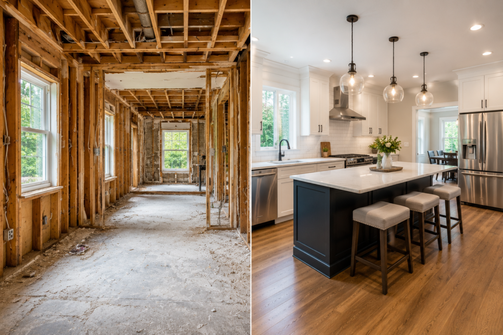 Home renovation before and after transformation completed in Germantown MD