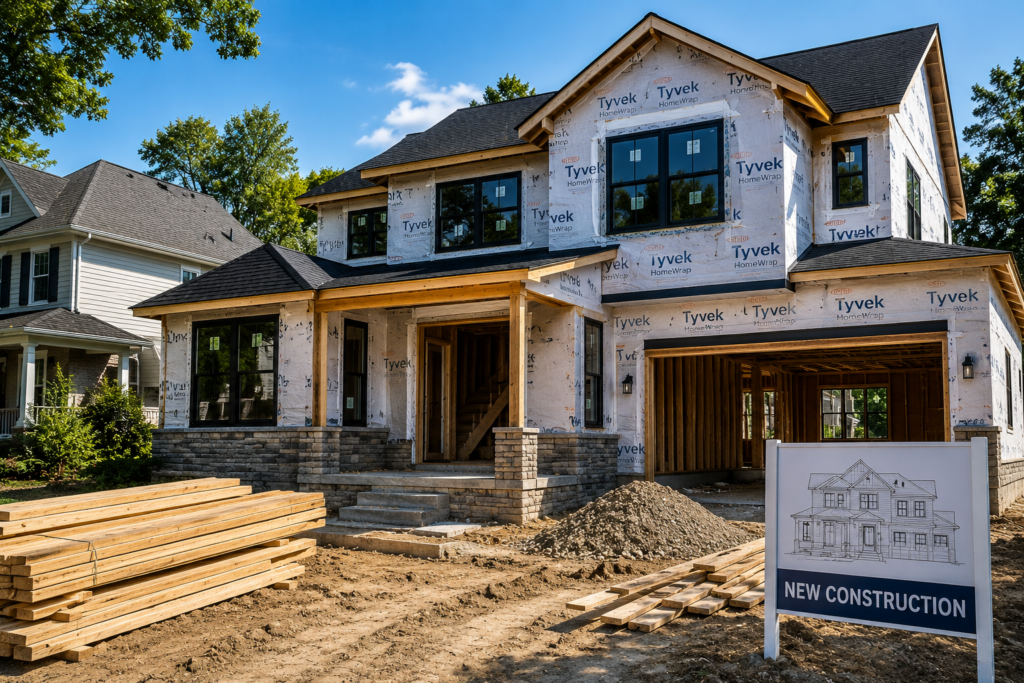 Modern custom home under construction in Silver Spring MD