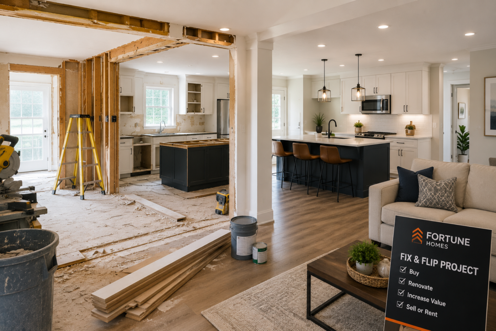 Modern home renovation and fix and flip project in Catonsville Maryland