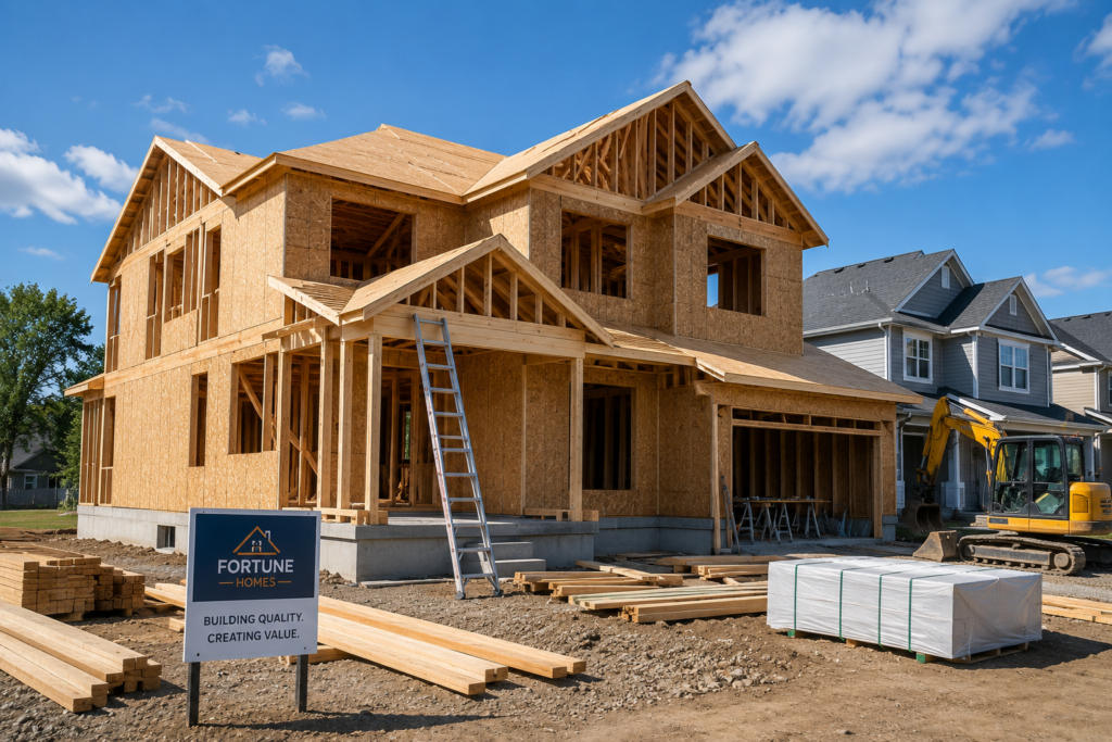 Modern new construction home being built in Baltimore County Maryland