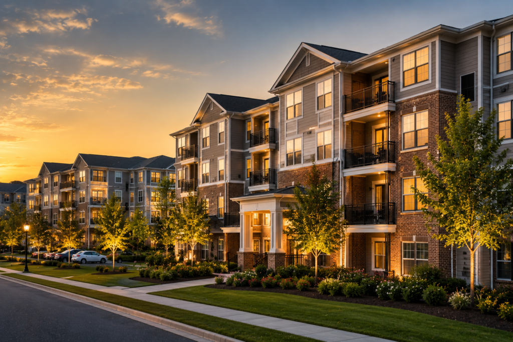 Modern rental apartment community and residential investment properties in Towson Maryland