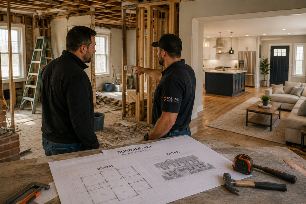 Professional fix and flip home renovation project in Dundalk Maryland
