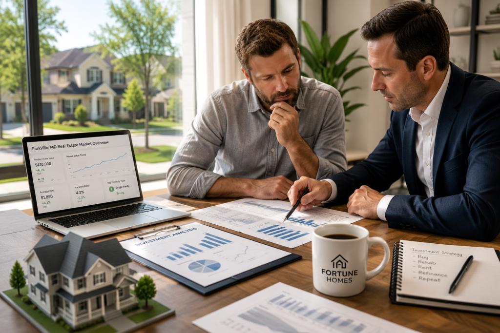 Real estate investor reviewing residential property opportunities in Parkville Maryland