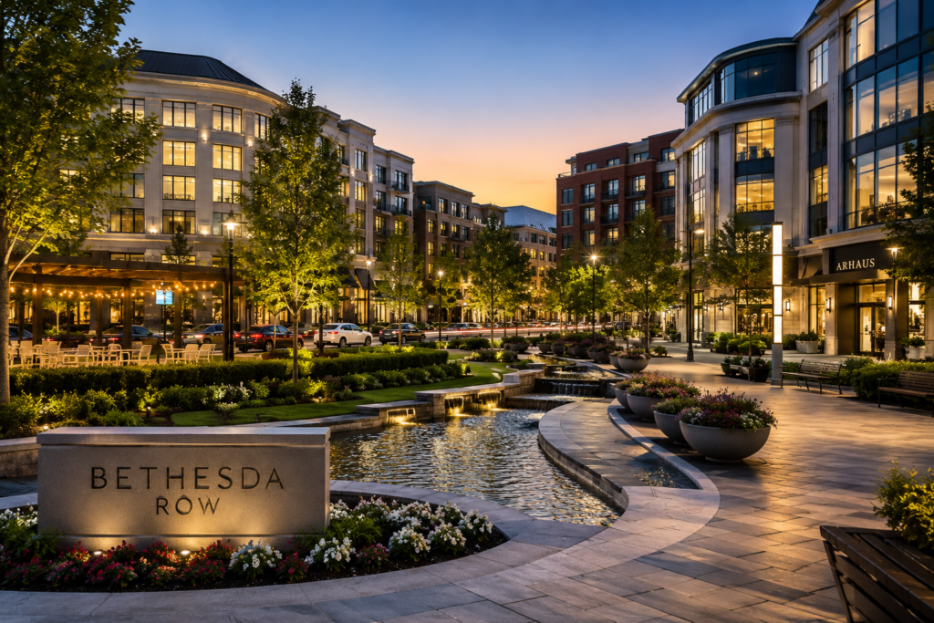 Upscale Bethesda Maryland neighborhood showcasing luxury homes and premium real estate opportunities